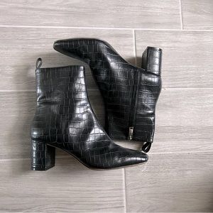 H&M Black Croc Boots Block-Heeled